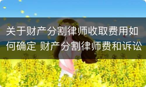 关于财产分割律师收取费用如何确定 财产分割律师费和诉讼费