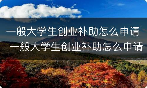 一般大学生创业补助怎么申请 一般大学生创业补助怎么申请流程