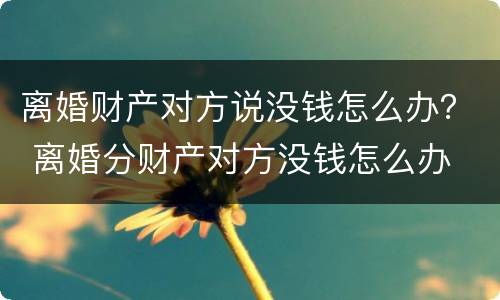 离婚财产对方说没钱怎么办？ 离婚分财产对方没钱怎么办