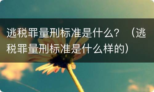 逃税罪量刑标准是什么？（逃税罪量刑标准是什么样的）