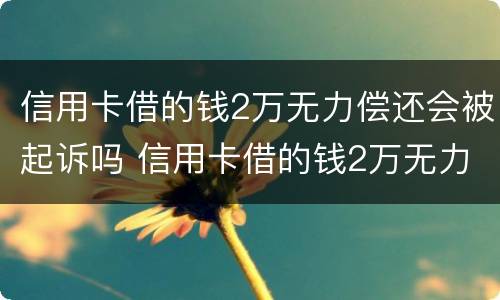 信用卡借的钱2万无力偿还会被起诉吗 信用卡借的钱2万无力偿还会被起诉吗怎么办
