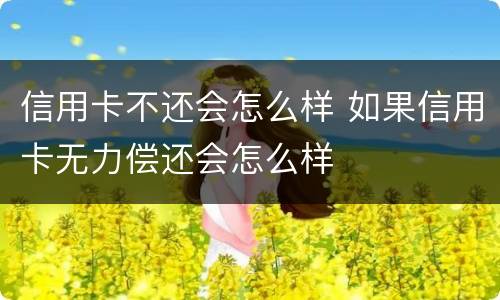 信用卡不还会怎么样 如果信用卡无力偿还会怎么样