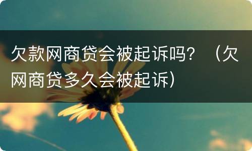 欠款网商贷会被起诉吗？（欠网商贷多久会被起诉）