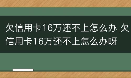 欠信用卡16万还不上怎么办 欠信用卡16万还不上怎么办呀
