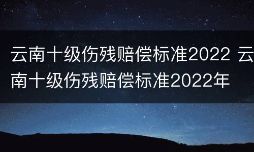 云南十级伤残赔偿标准2022 云南十级伤残赔偿标准2022年