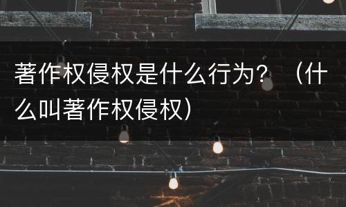 著作权侵权是什么行为？（什么叫著作权侵权）