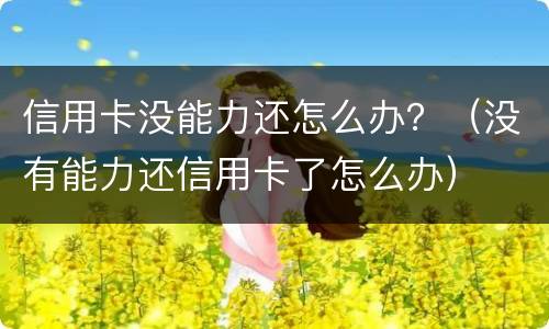 信用卡没能力还怎么办？（没有能力还信用卡了怎么办）