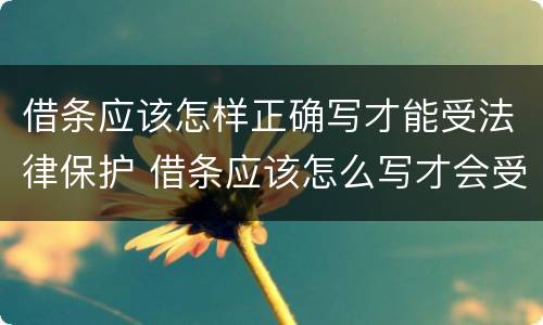 借条应该怎样正确写才能受法律保护 借条应该怎么写才会受法律保护