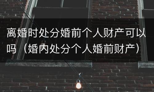 离婚时处分婚前个人财产可以吗（婚内处分个人婚前财产）