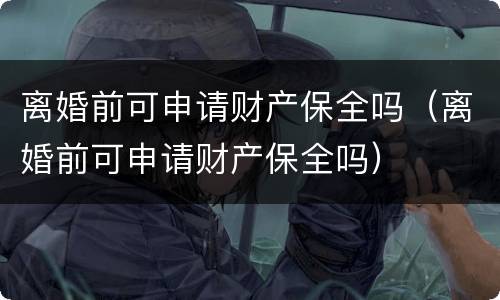 离婚前可申请财产保全吗（离婚前可申请财产保全吗）