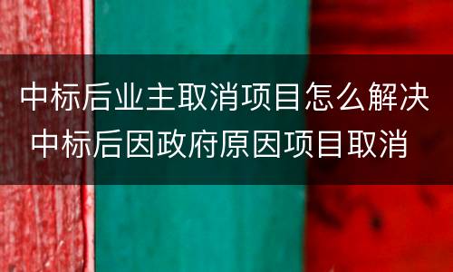 中标后业主取消项目怎么解决 中标后因政府原因项目取消