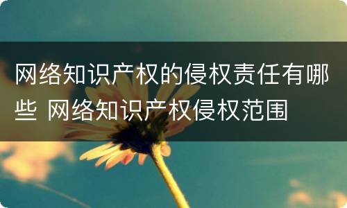 网络知识产权的侵权责任有哪些 网络知识产权侵权范围