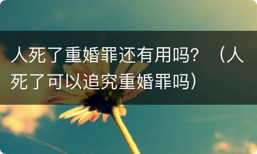 人死了重婚罪还有用吗？（人死了可以追究重婚罪吗）