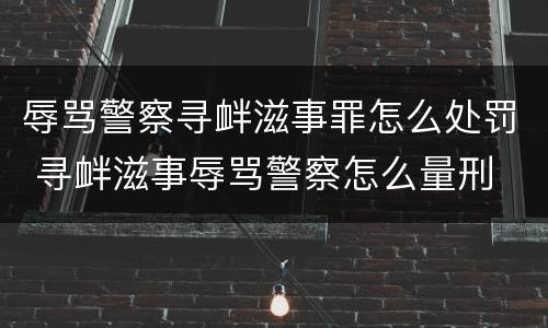 辱骂警察寻衅滋事罪怎么处罚 寻衅滋事辱骂警察怎么量刑