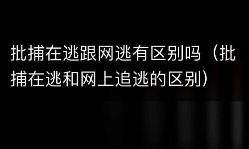 批捕在逃跟网逃有区别吗（批捕在逃和网上追逃的区别）