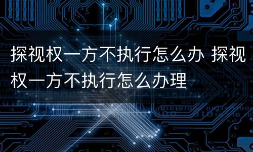 探视权一方不执行怎么办 探视权一方不执行怎么办理