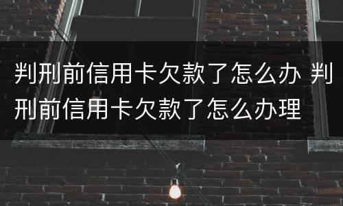 判刑前信用卡欠款了怎么办 判刑前信用卡欠款了怎么办理
