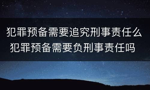 犯罪预备需要追究刑事责任么 犯罪预备需要负刑事责任吗
