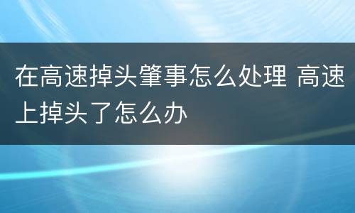 在高速掉头肇事怎么处理 高速上掉头了怎么办