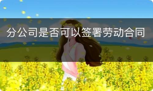 分公司是否可以签署劳动合同