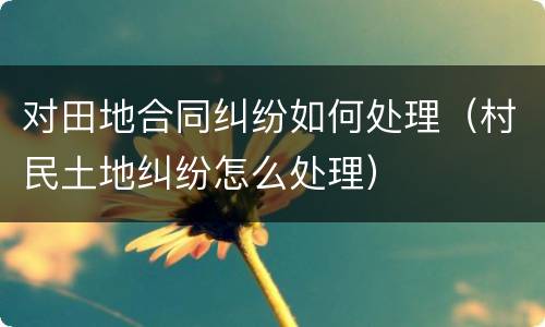 对田地合同纠纷如何处理（村民土地纠纷怎么处理）