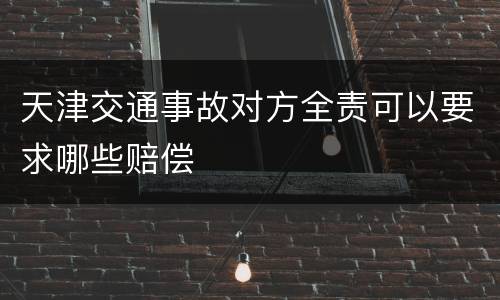 天津交通事故对方全责可以要求哪些赔偿
