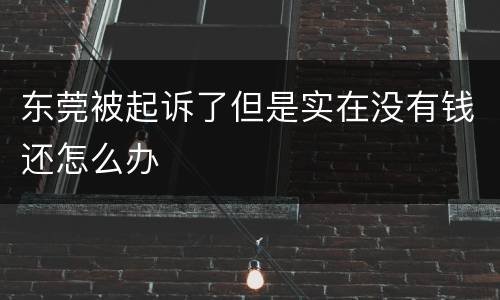 东莞被起诉了但是实在没有钱还怎么办
