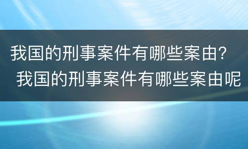 我国的刑事案件有哪些案由？ 我国的刑事案件有哪些案由呢
