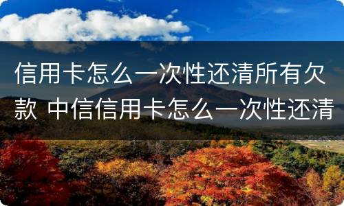 信用卡怎么一次性还清所有欠款 中信信用卡怎么一次性还清所有欠款