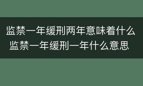 监禁一年缓刑两年意味着什么 监禁一年缓刑一年什么意思