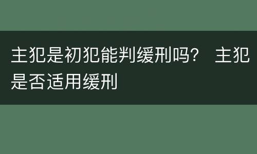 主犯是初犯能判缓刑吗？ 主犯是否适用缓刑