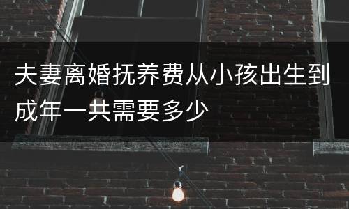 夫妻离婚抚养费从小孩出生到成年一共需要多少