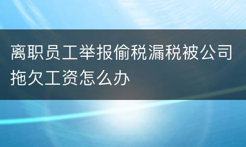 离职员工举报偷税漏税被公司拖欠工资怎么办