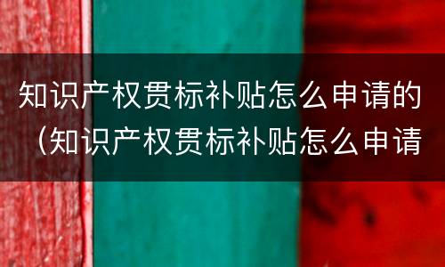 知识产权贯标补贴怎么申请的（知识产权贯标补贴怎么申请的呢）