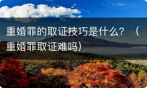 重婚罪的取证技巧是什么？（重婚罪取证难吗）