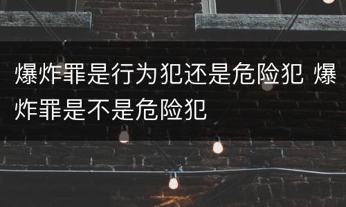 爆炸罪是行为犯还是危险犯 爆炸罪是不是危险犯