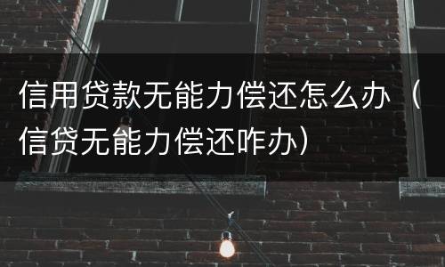 信用贷款无能力偿还怎么办（信贷无能力偿还咋办）
