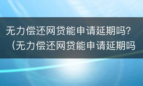 无力偿还网贷能申请延期吗？（无力偿还网贷能申请延期吗）