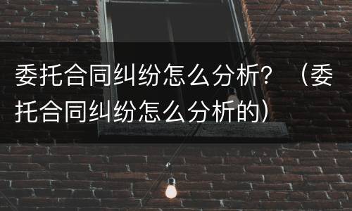 委托合同纠纷怎么分析？（委托合同纠纷怎么分析的）