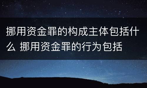挪用资金罪的构成主体包括什么 挪用资金罪的行为包括