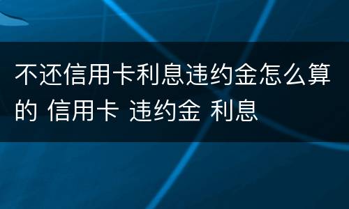 不还信用卡利息违约金怎么算的 信用卡 违约金 利息