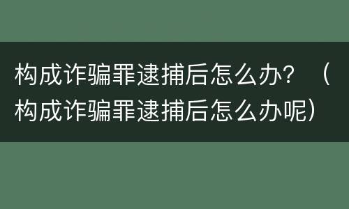 构成诈骗罪逮捕后怎么办？（构成诈骗罪逮捕后怎么办呢）
