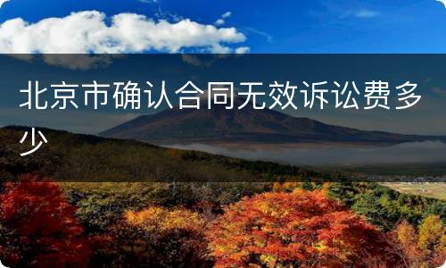 北京市确认合同无效诉讼费多少
