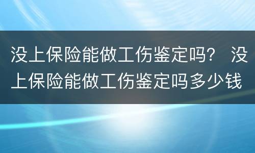 没上保险能做工伤鉴定吗？ 没上保险能做工伤鉴定吗多少钱