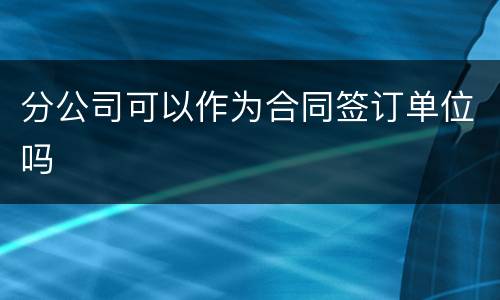 分公司可以作为合同签订单位吗