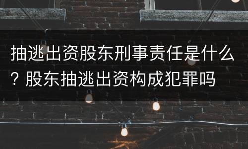 抽逃出资股东刑事责任是什么? 股东抽逃出资构成犯罪吗