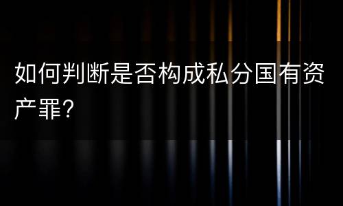 如何判断是否构成私分国有资产罪?