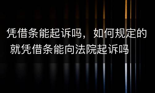 凭借条能起诉吗，如何规定的 就凭借条能向法院起诉吗