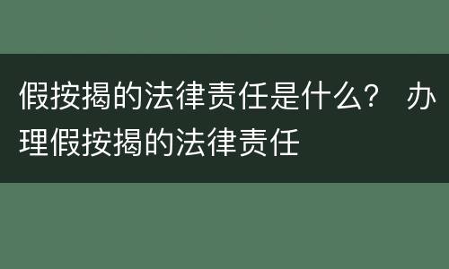 假按揭的法律责任是什么？ 办理假按揭的法律责任