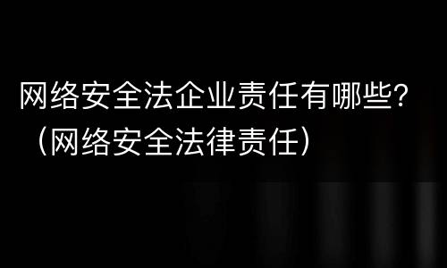 网络安全法企业责任有哪些？（网络安全法律责任）